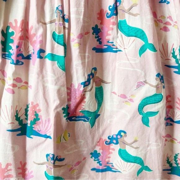 Mini Boden Pink Mermaids Cotton Girls Sundress Flutter Sleeves Sz 8-9y - Picture 5 of 11
